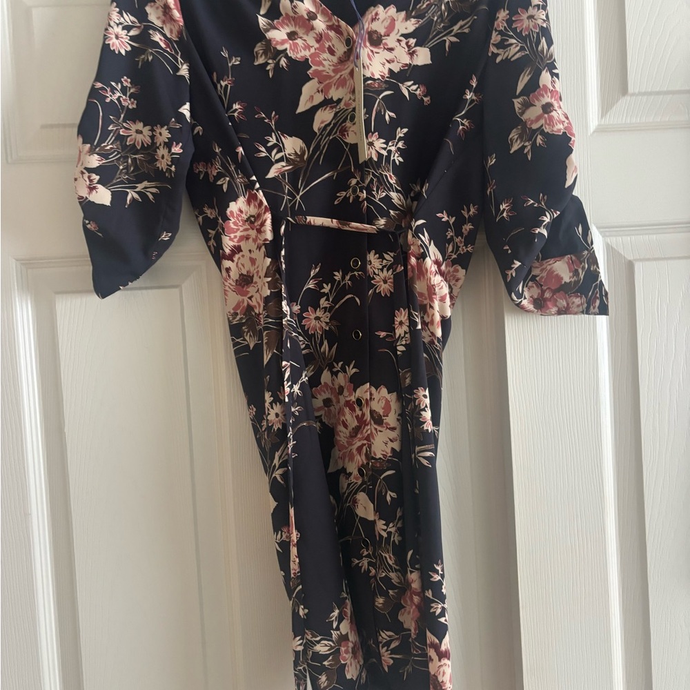 41 Hawthorn Black and Pink Floral Long Sleeve Dress